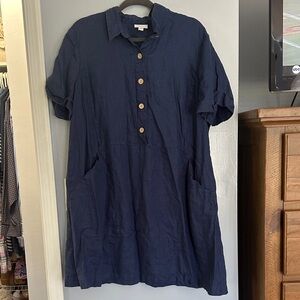 J. Jill Dark Blue Linen Shirt